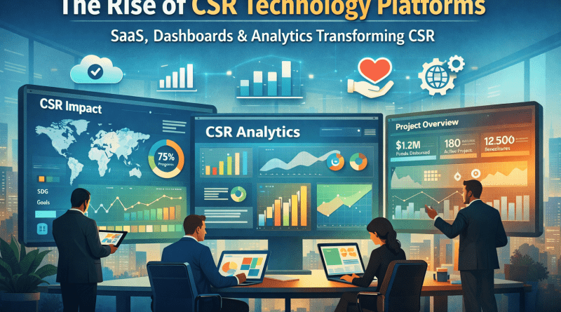 CSR SaaS platform with dashboards and analytics transforming corporate social responsibility impact tracking